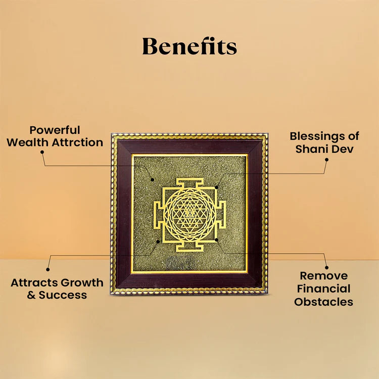 Shree Yantra on Raw Pyrite Frame
